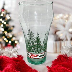 Coca Cola Christmas Pine Tree Vintage 1991 Green Hue Holiday Libbey Tumbler